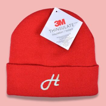 Thinsulate-Mütze Hawks in Rot mit gesticktem Logo – Werbeartikel von Huthelden