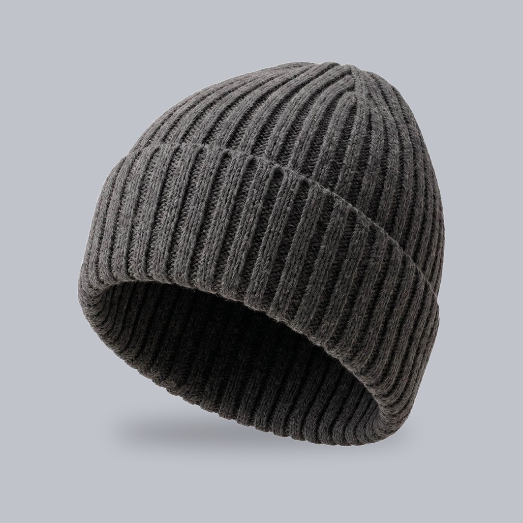 Merino-Mütze Joanna zum Besticken – Dunkelgrau Mütze Joanna mit Merinowolle in Dunkelgrau – zum Besticken mit deinem Logo, Werbeartikel von Huthelden