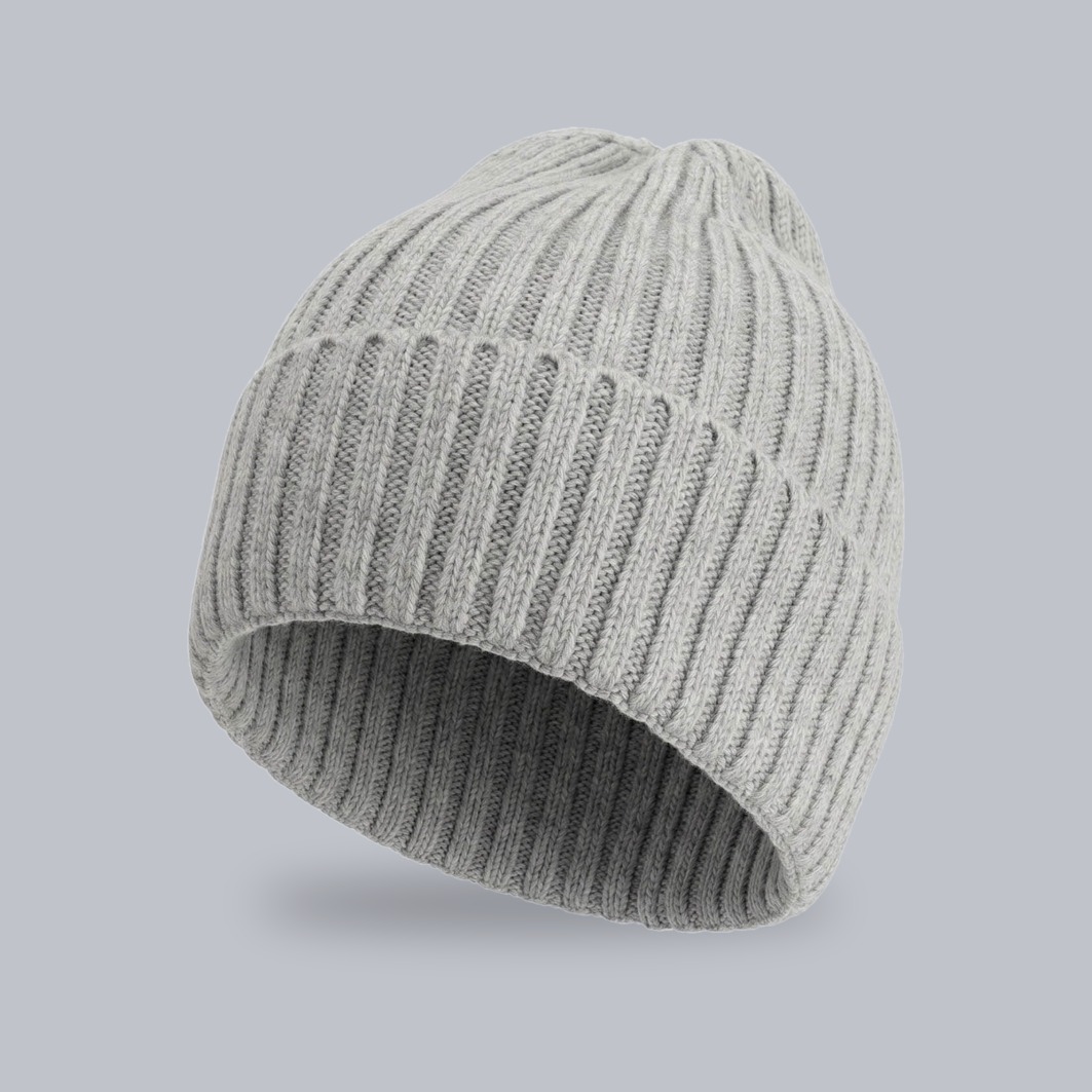Merino-Mütze Joanna zum Besticken – Grau Mütze Joanna mit Merinowolle in Grau – zum Besticken mit deinem Logo, Werbeartikel von Huthelden
