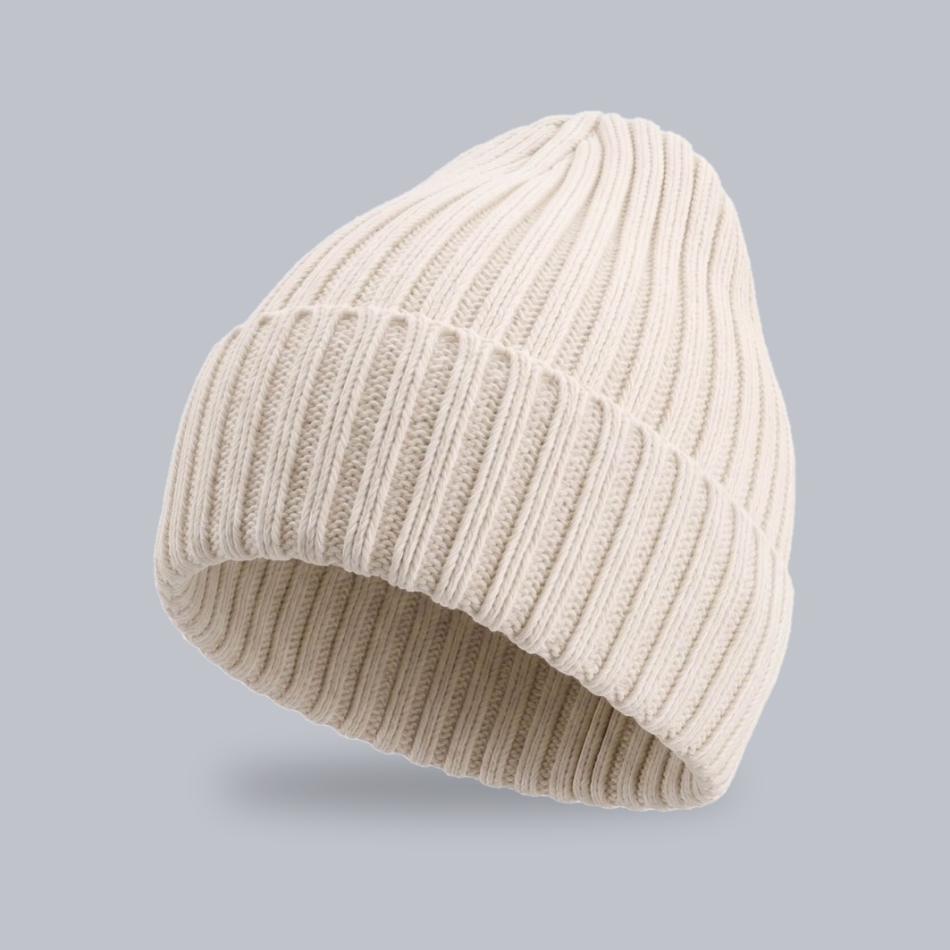 Merino-Mütze Joanna zum Besticken – Hellweiß Mütze Joanna mit Merinowolle in Hellweiß – zum Besticken mit deinem Logo, Werbeartikel von Huthelden