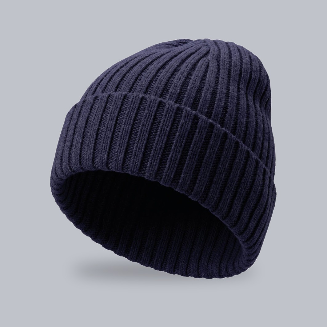 Merino-Mütze Joanna zum Besticken – Navy Mütze Joanna mit Merinowolle in Navy – zum Besticken mit deinem Logo, Werbeartikel von Huthelden