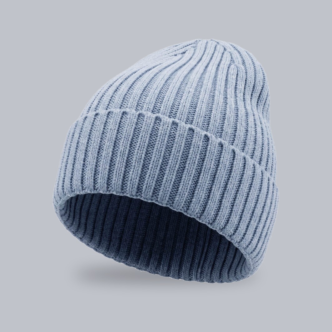 Merino-Mütze Joanna zum Besticken – Ocean Blue Mütze Joanna mit Merinowolle in Ocean Blue – zum Besticken mit deinem Logo, Werbeartikel von Huthelden
