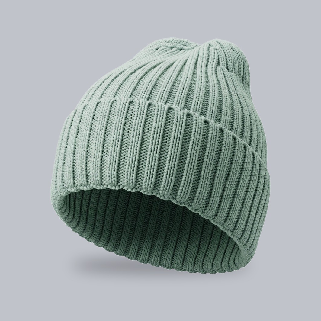 Merino-Mütze Joanna zum Besticken – Salbeigrün Mütze Joanna mit Merinowolle in Salbeigrün – zum Besticken mit deinem Logo, Werbeartikel von Huthelden