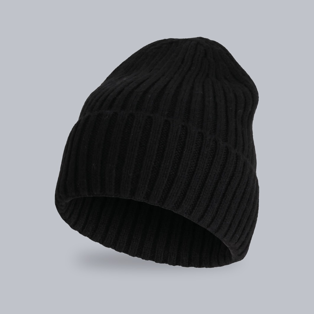Merino-Mütze Joanna zum Besticken – Schwarz Mütze Joanna mit Merinowolle in Schwarz – zum Besticken mit deinem Logo, Werbeartikel von Huthelden